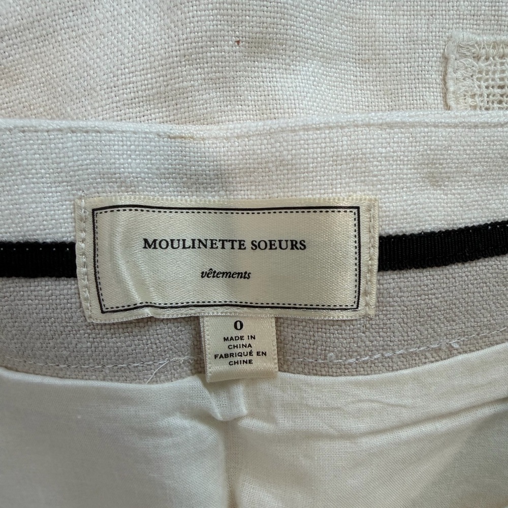 Anthropologie Moulinette Soeurs Bonsai Breeze Linen Leaf Ivory Skirt Size 0 - Picture 9 of 10